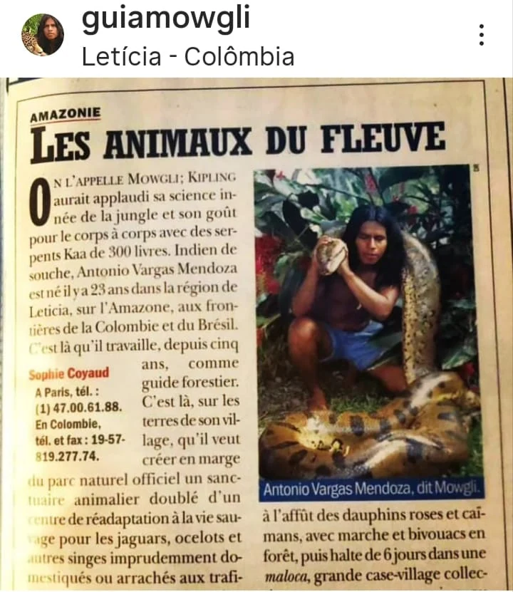 Matéria antiga sobre Antonio Vargas Mendoza, conhecido como Mowgli